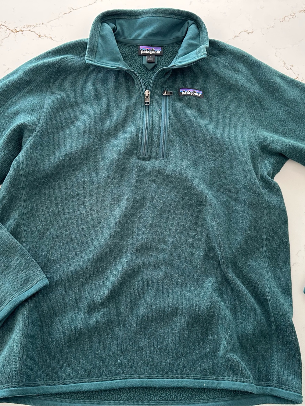 Patagonia Teal Quarter-Zip Fleece Pullover. Size medium